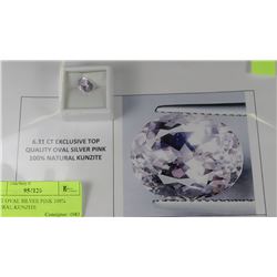 6.31CT OVAL SILVER PINK 100% NATURAL KUNZITE