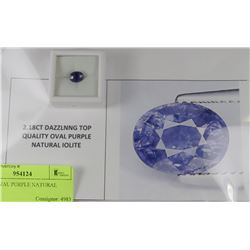 2.18CT OVAL PURPLE NATURAL IOLITE