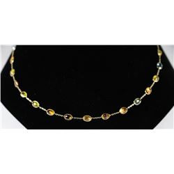 LADIES YELLOW GOLD SAPPHIRE NECKLACE