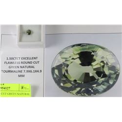 1.50CT ROUND CUT GREEN NATURAL TOURMALINE