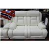 Image 2 : NEW WHITE PERFORATED LEATHER RECLINING SOFA AND