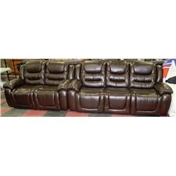 NEW CHOCOLATE BROWN LEATHER RECLINING SOFA AND
