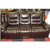 Image 2 : NEW CHOCOLATE BROWN LEATHER RECLINING SOFA AND