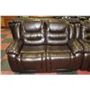 Image 3 : NEW CHOCOLATE BROWN LEATHER RECLINING SOFA AND
