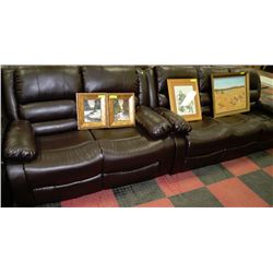 NEW (MARTIN) BROWN LEATHER RECLINING SOFA AND