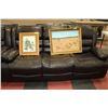 Image 2 : NEW (MARTIN) BROWN LEATHER RECLINING SOFA AND