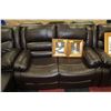 Image 3 : NEW (MARTIN) BROWN LEATHER RECLINING SOFA AND