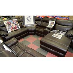 NEW BROWN LEATHER ELECTRIC RECLINING SECTIONAL