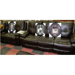 NEW ROCKFORD BROWN LEATHER RECLINING SOFA AND