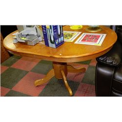 LIGHT OAK PEDESTAL TABLE WITH LEAF