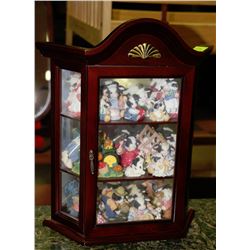MINIATURE CURIO CABINET WITH COW COLLECTION