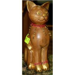 SOLID WOOD CAT ORNAMENT