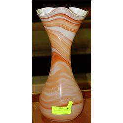 LARGE FLUTED ART GLASS VASE