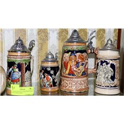 COLLECTION OF FOUR BEER STEINS INCLUDING SOME