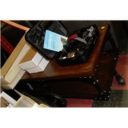 NEW WOOD AND METAL RAILROAD STYLE COFFEE TABLE