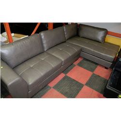 NEW GREY LEATHERETTE SECTIONAL