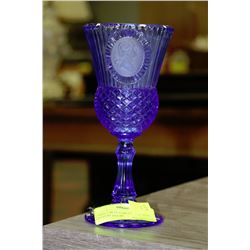 COBALT BLUE GOBLET WITH 18TH CENTURY FIGURE