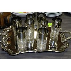 VINTAGE GLASS & TRAY SET