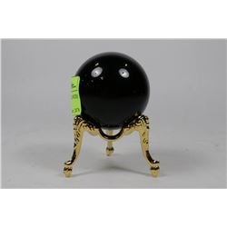 MYSTIC BLACK GLASS SPHERE WITH STAND