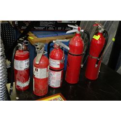 LOT OF 5 ASSORTED CHARGED FIRE EXTINGUISHERS
