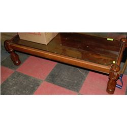 WOODEN COFFEE TABLE WITH PROTECTIVE GLASS TOP