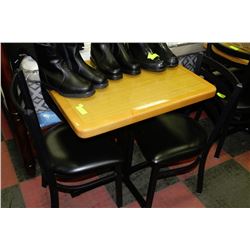COMMERCIAL GRADE TABLE WITH 2 WOOD AND LEATHERETTE