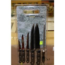NEW 7PC GERMAN STYLE KNIFE SET WITH CUTTING BOARD