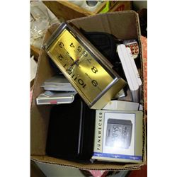BOX OF CALCULATORS,CLOCKS,GAME SYSTEM AND MORE