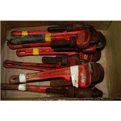 BOX OF 8 RIGID PIPE WRENCHES