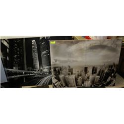PAIR OF LARGE CITY VIEW CANVAS PICTURES