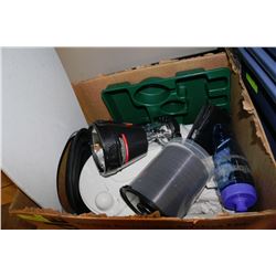 BOX OF KITCHEN ITEMS INCLUDING A BOX OF NEW DVD'S,