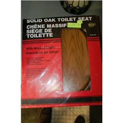 NEW SOLID OAK TOILET SEAT WITH BRASS HINGES