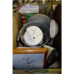 BOX OF ESTATE APPLIANCES INCLUDING ELECTRIC COOKER