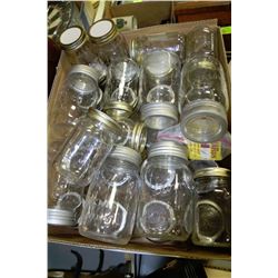 BOX OF CANNING JARS INCLUDING 2 DOZ LARGE AND 1/2