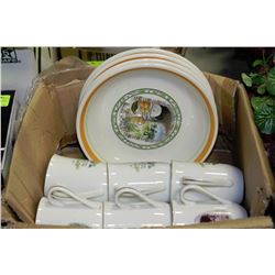 BOX OF COLLECTIBLE CUPS AND PASTA BOWLS INCLUDING