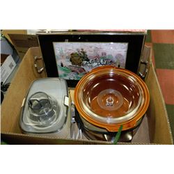 BOX OF ESTATE APPLIANCES INCLUDING JUICE MACHINE,