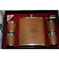 JIM BEAM COLLECTOR SET INCLUDING LEATHER WRAPPED