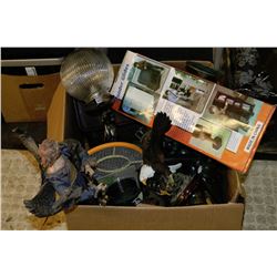 BOX WITH EAGLES, STEINS & MORE