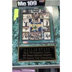 1999 STANLEY CUP PLAQUE ENGRAVED DALLAS STARS
