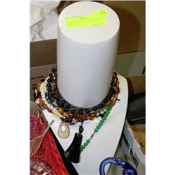 WHITE NECKLACE DISPLAY WITH JEWELRY