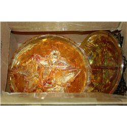 BOX OF CARNIVAL GLASS COLLECTIBLES