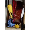 Image 1 : BOX CONTAINING SPORT RAQUETS, YOGA MAT, AB ROLLER,