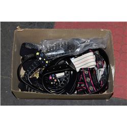 BOX OF WOMENS BELTS INCLUDING SEATBELT STYLE  AND
