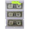 Image 1 : 1957  US $1 NOTE BLUE SEAL SILVER CERTIFICATES  X3