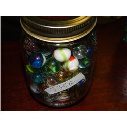 JAR OF COLLECTABLE AND OTHER MARBLES - MAY CONTAIN PEEWEE'S, LARGE AND OTHER RARE ONES