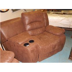 NEW LEATHER THEATER RECLINING CHAIR WITH SIDE CONSOLE ATTACHED