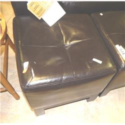 BROWN LEATHER FOOTSTOOL