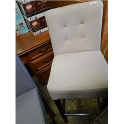 SIDE CHAIR - WHITE & MAHOGANY - BAR HEIGHT