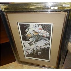 FRAMED LIMITED EDITION PRINT - WINTER IN THE BACK YARD - CHICKADEE'S - ALAN SAKHAVARZ - GALLERY ESTI