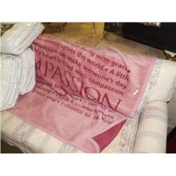 NEW - BLANKET - SINGLE - FLEECE - PINK - COMPASSION QUOTE